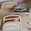 Creative Pencil Case Winter Fashion Simplicity Solid Color Wool Corduroy Pencil Bag High Capacity Stationery Storage Bag Student