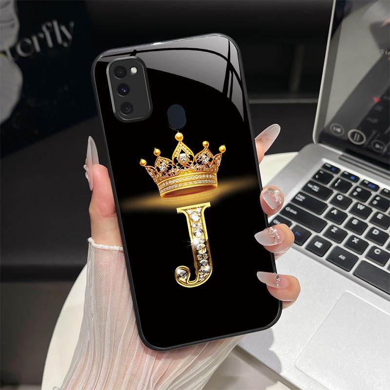 For Samsung M21 M31 M21S M31S Case Fashion Letters Hard Tempered Glass Back Covers For Samsung Galaxy M30s M 31 M 21 Phone Shell