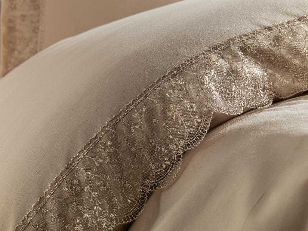 Комплект пододеяльников Yonca 6шт, Пододеяльник 200х220, Простыня 240х260 Хлопчатобумажная ткань, Полный размер, Двойной размер Бежевый