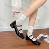 Fashion Women Chunky Heel Shoes Spring New Buckle Strap Heels Women Square Toe Mary Jane Shoes Ladies Shallow Dress Pumps Lolita Shoes