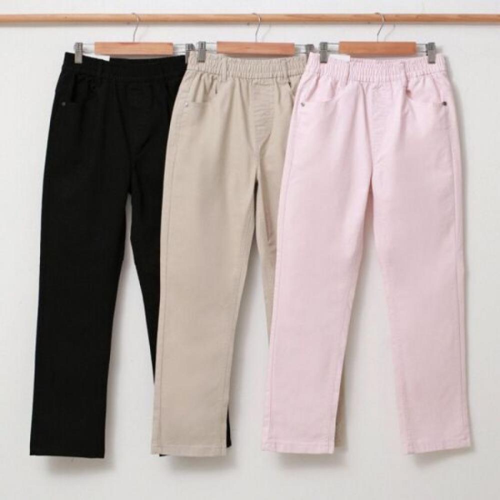 From Heart Wash Cotton Stretch Banding Straight Pants 3 Color 4 Size
