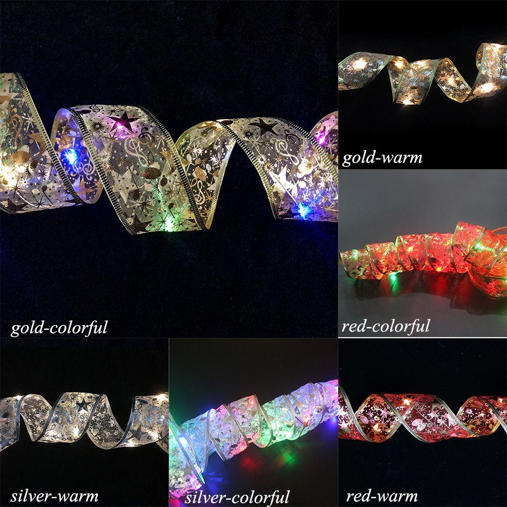 LED Lights Christmas Ribbon Christmas Tree Decorations Ribbon Bows Lights Xmas Tree Ornaments
