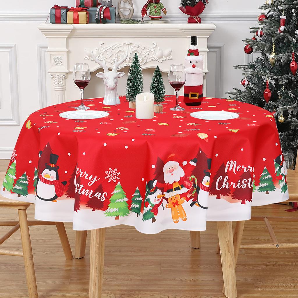 Рождественский Снеговик Лось Санта Клаус Круглая Скатерть Navidad Natal Noel Украшение С Рождеством Христовым Декор Для Дома 2025 Новый Год 2025