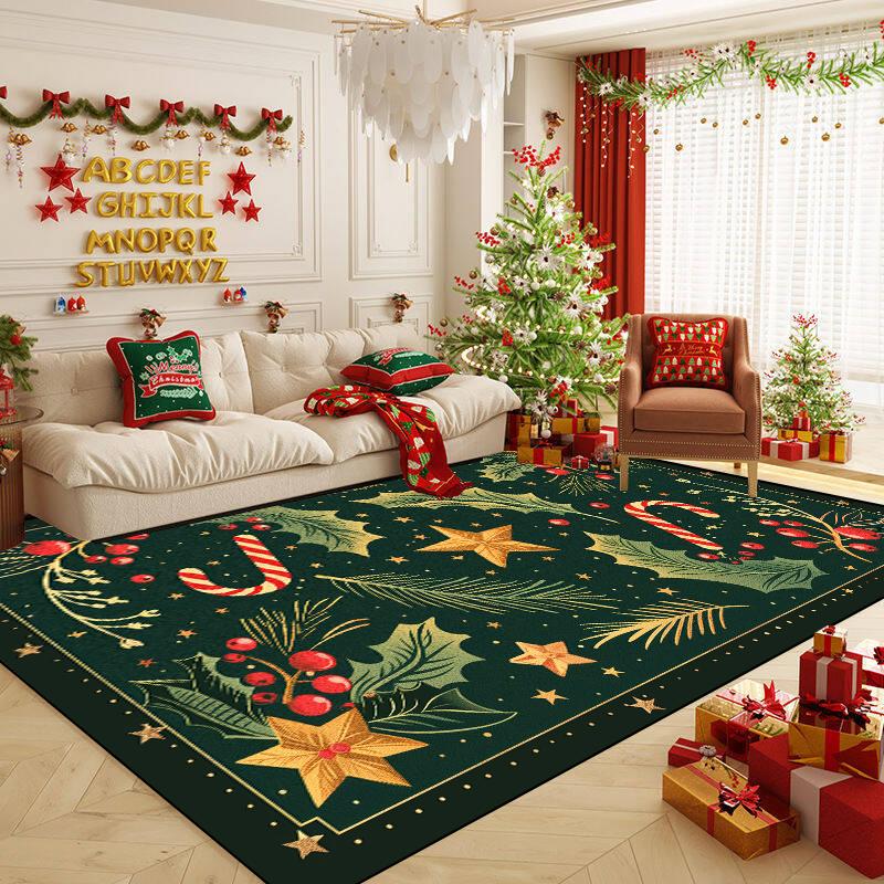Christmas Tree Decor Rug Large Living Room Decoration Home Carpet Cartoon Children's Bedroom Mat Non-slip Lounge Rug Customized