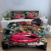 Pink lips, guitar, swirls. Bedding sets Duvet cover sets Duvet covers Pillowcases(1 * Duvet Cover 2 * Pillowcases without duvet insert)
