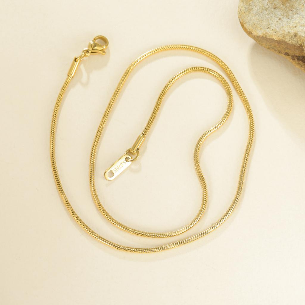 Skyrim – collier chaîne serpent ronde en acier inoxydable, couleur or, pour femmes et hommes,
