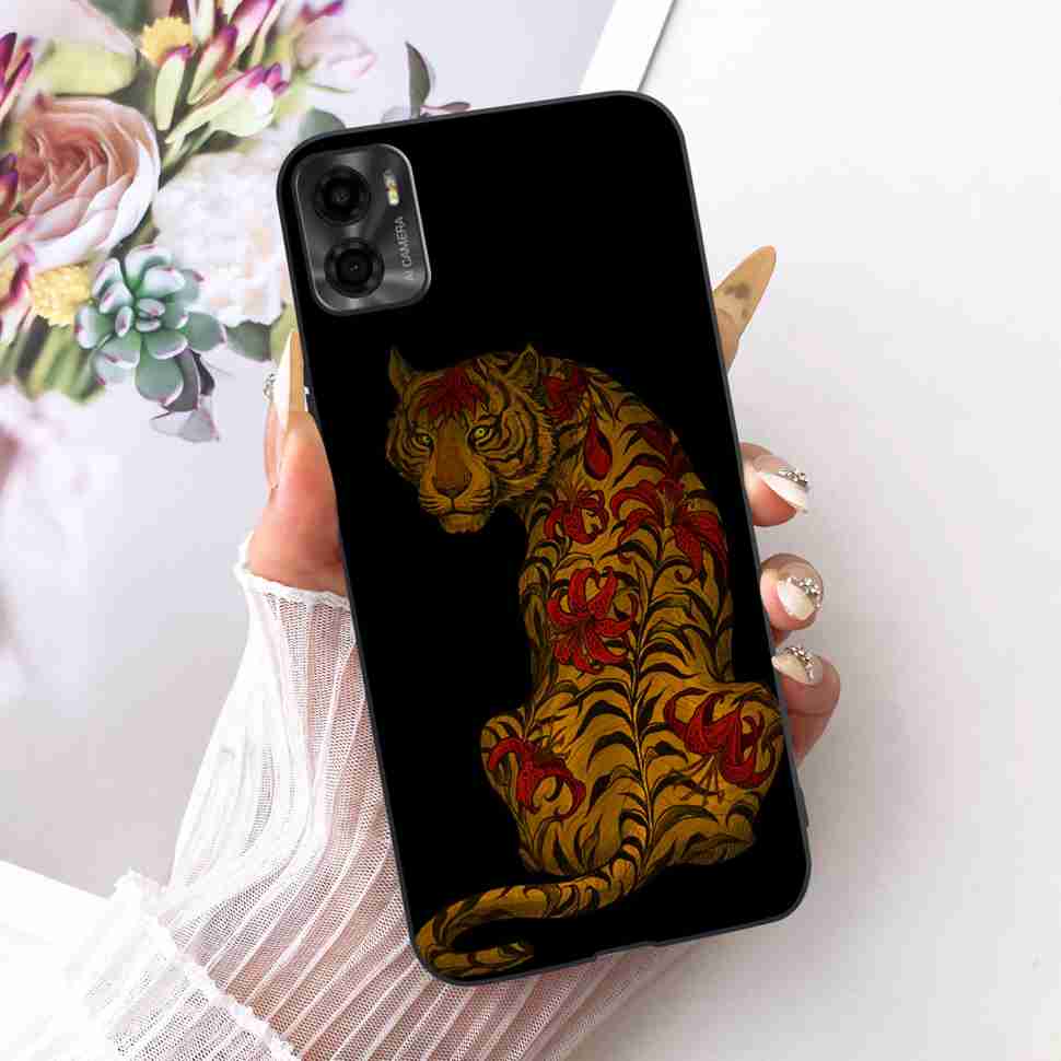 For Motorola Moto E22s 4G 6.5" Case Colorful Flower Cartoon Dragon Silicone TPU Black Cover For MOTO E22s E 22S 4G Phone Shell