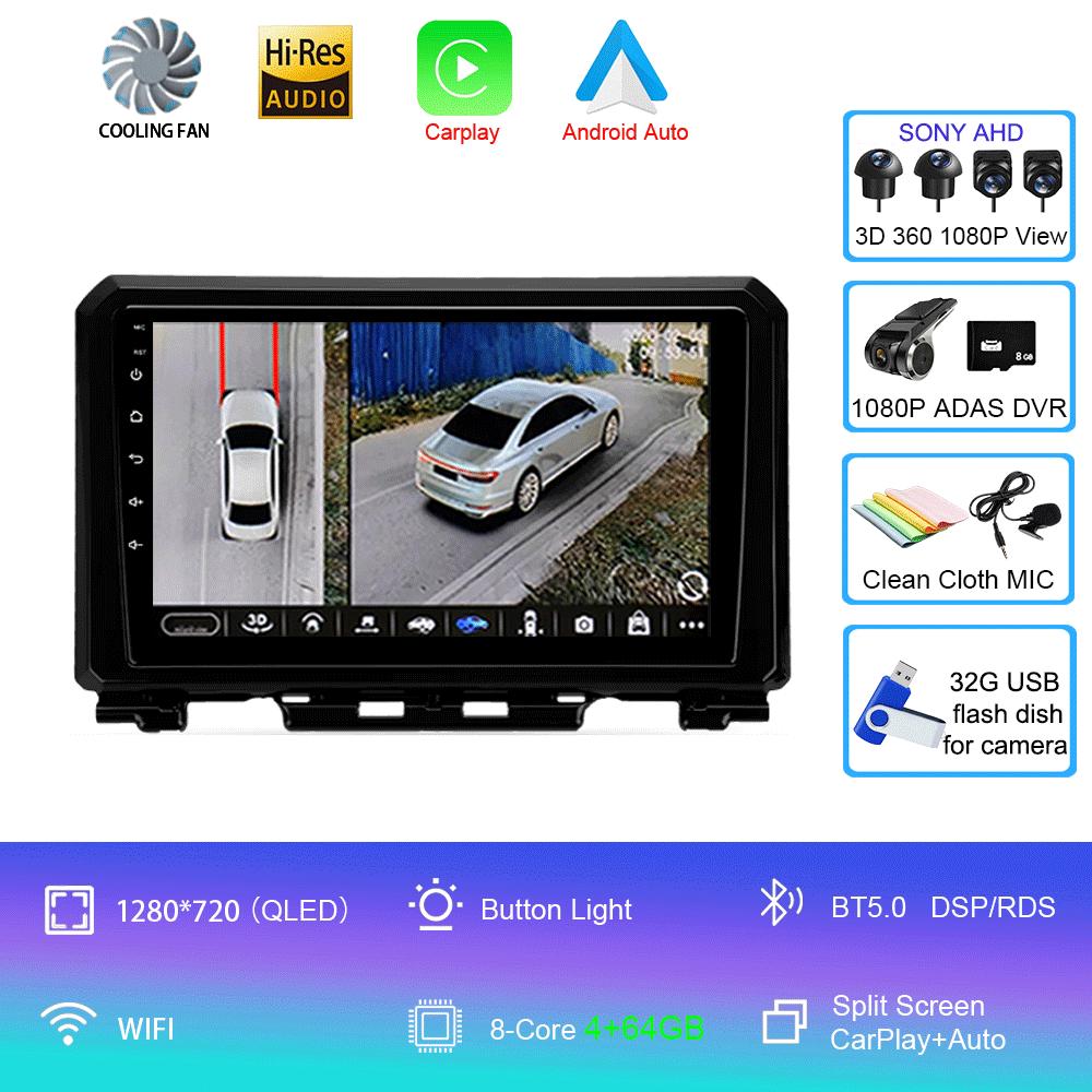 Автомобильное радио Android 14 Carplay Auto для Suzuki Jimny 2018 2019 2020 Мультимедийный видеоплеер GPS-навигация DSP 2Din DVD стерео 4G