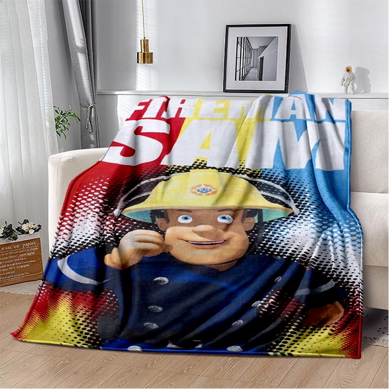 3D Classic Fireman Sam Child Cartoon Blanket,Soft Throw Blanket for Home Bedroom Bed Sofa Travel Picnic Cover Kids Gift