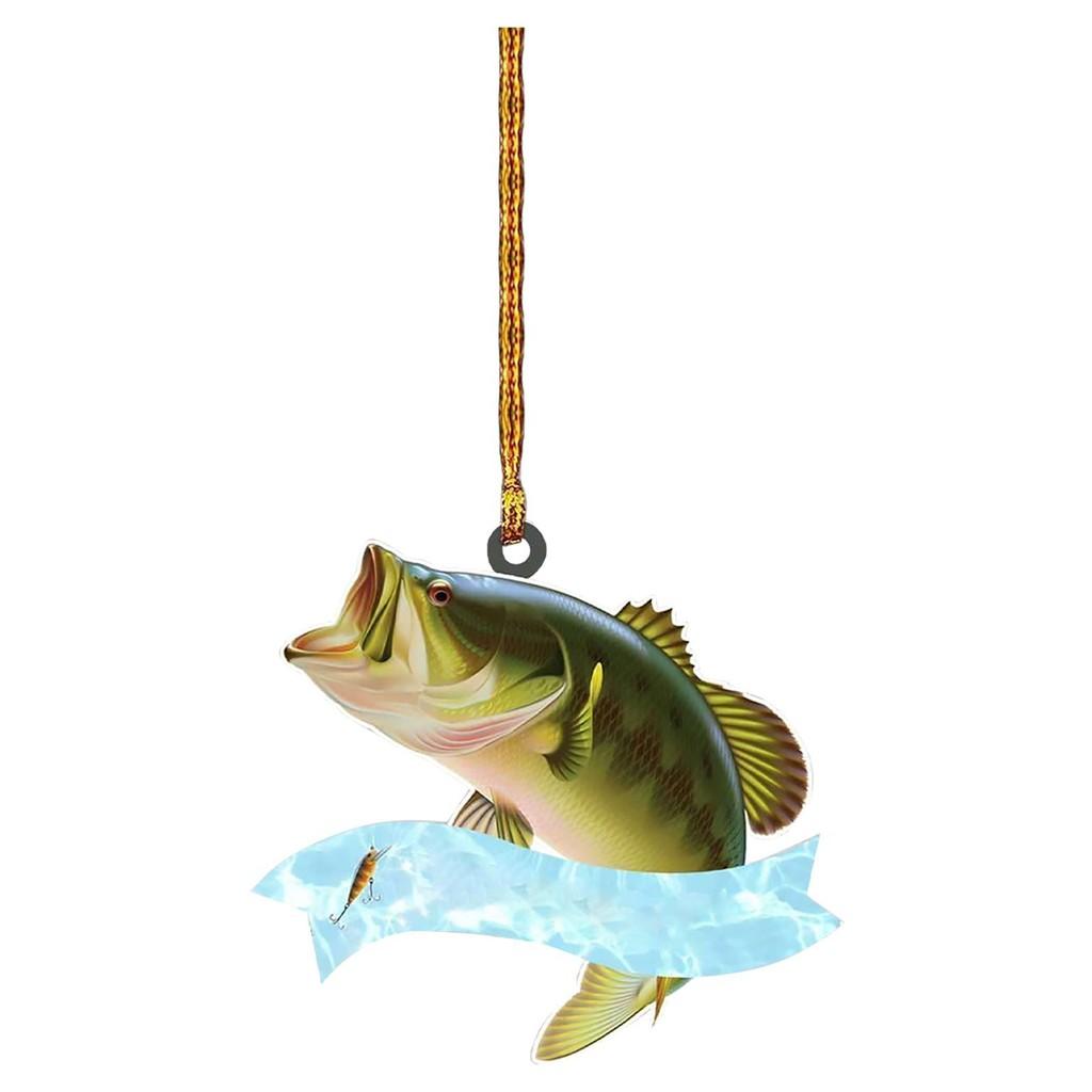Fun And Colorful Cartoon Style Green Bass Fish Christmas Tree Hanging Ornament