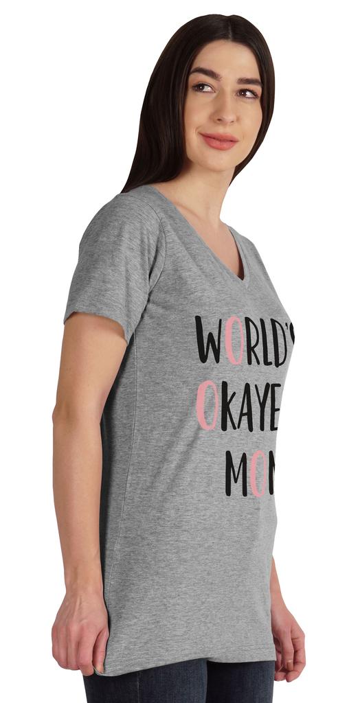 Inkmeso World  S Okayest Mom Graphic Tshirt Short Sleeve Mother  S Day Gift