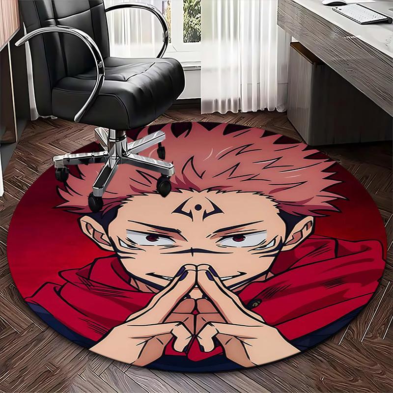 1 шт. Ковер круглый с дизайном Сатору Годжо из Аниме Jujutsu Kaisen - Коврик под кресло, Нескользящий ковер для домашнего декора