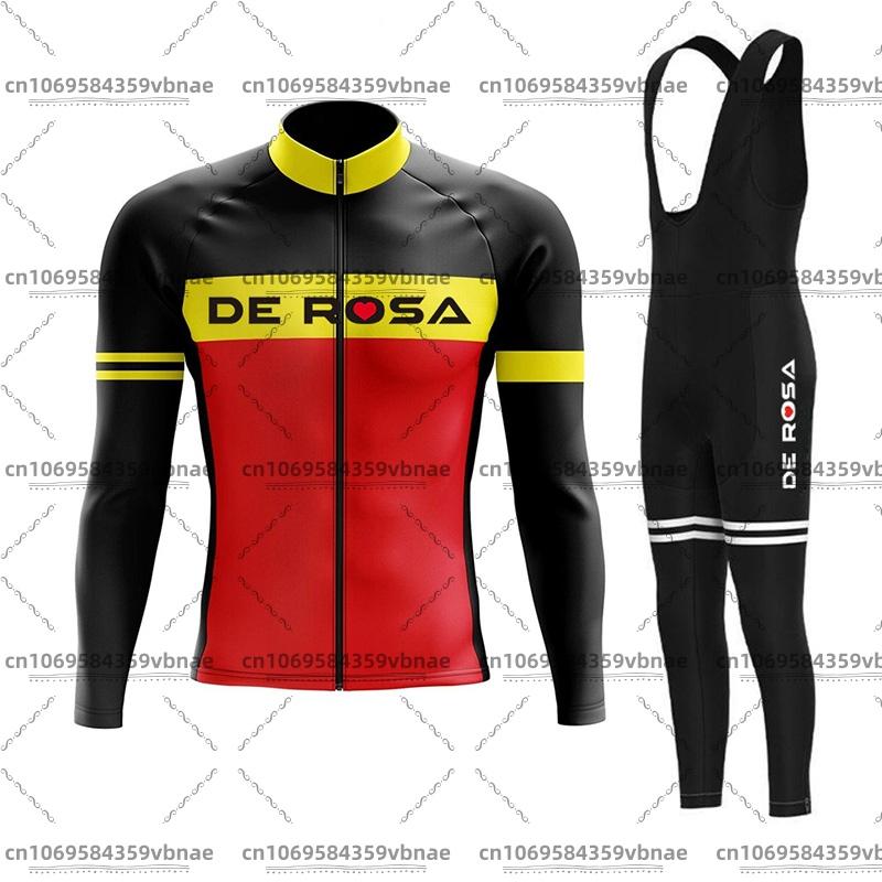 Велоформа De Rosa Мужская с длинным рукавом Велокостюм 19d Брюки с гелевой вставкой Осень MTB Maillot Ciclismo Велосипедная одежда