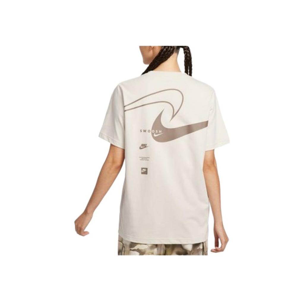 Nike Swoosh Футболка женская модная универсальная с коротким рукавом и круглым вырезом, цвет молочный HQ1699104