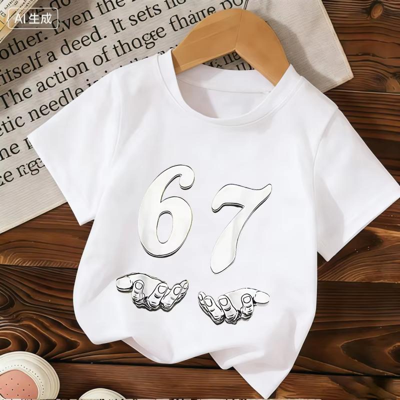 Kids 67 Themed Colorful Print TShirt Soft Cotton Fabric Breathable and Comfortable Ideal for Toddlers and Childrentk0370