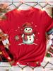 Casual Christmas Santa Claus T-Shirt for Women Loose Round Neck Short Sleeve Female T-shirt Tops Suitable for All Season