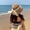 Шляпа с широкими полями для защиты от солнца, шелковый ремешок, летняя кепка от солнца, ретро-шляпа-ведро для пляжа, женская