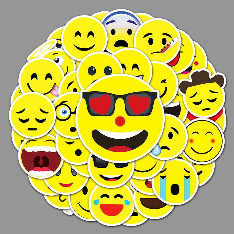 50 Cute Smiling Face Expressions Waterproof Creative Suitcases and Suitcases Laptop Cartoon Graffiti Stickers