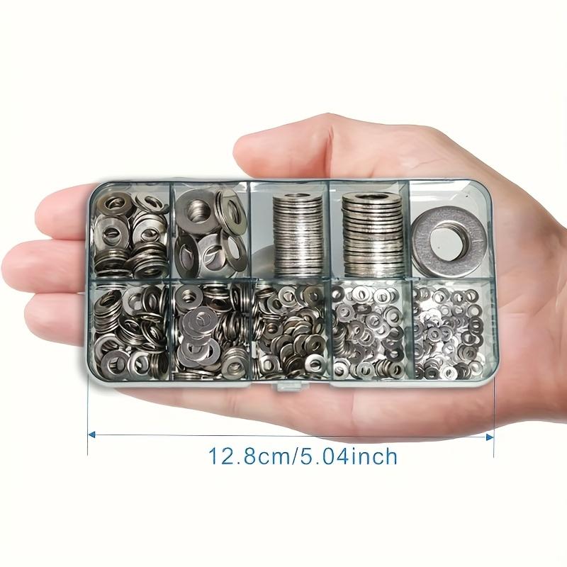 Набор из нержавеющей стали 80-580 шт. - Набор плоских шайб с индивидуальным ящиком для хранения - Разные размеры (М2-М10) для винтов болтов,