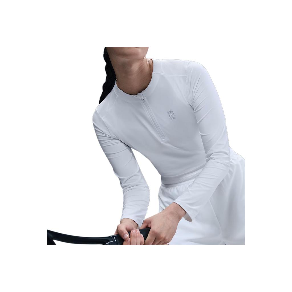 Nike Court Advantage Dri-FIT Однотонная Удобная Теннисная Футболка с Длинным Рукавом Женские топы Белый FZ6738100