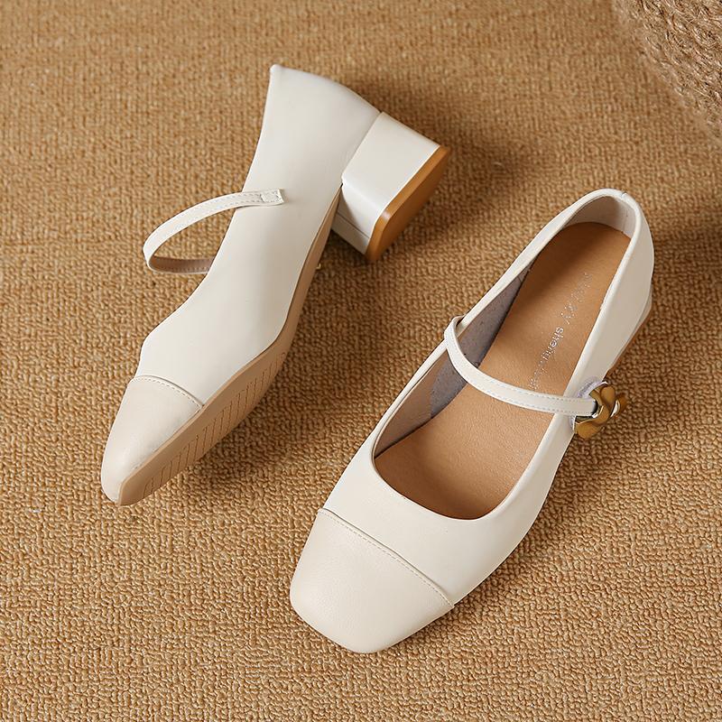 Fashion 2024 French Chunky Heels Women Spring Summer New Fashion Casual Mary Jane Shoes Ladies Sandals