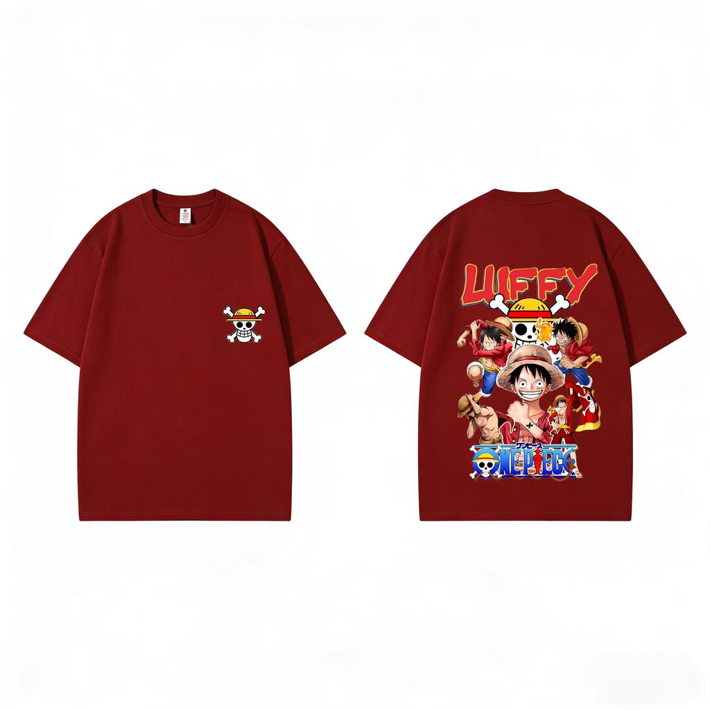 New Arrival One Piece Luffy Print Loosefit Shortsleeve Cotton Tshirt Summer Trendy Pure Cotton Casual Stylish
