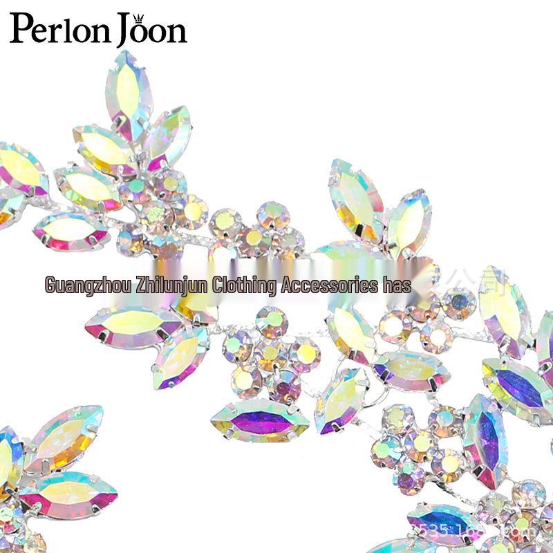 Хрустальная ветвь AB серебристый страз цветок пришивной аксессуар для свадебного платья