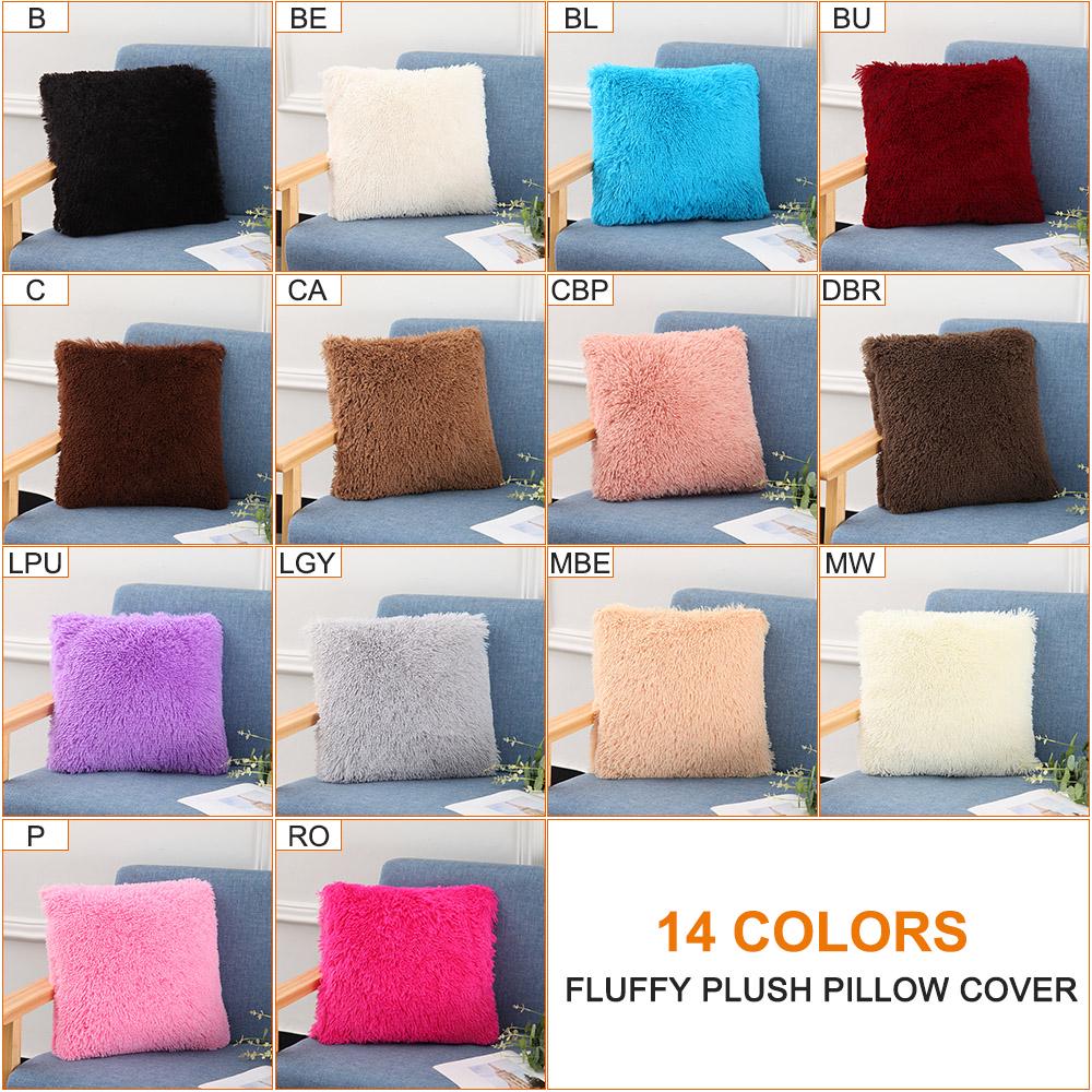 Fluffy Plush Pillow Cover Square Decorative Throw Pillow Cover Soft Cushion Cover Pillowcases Without Core for Livingroom Couch Sofa Nursery Bed Home