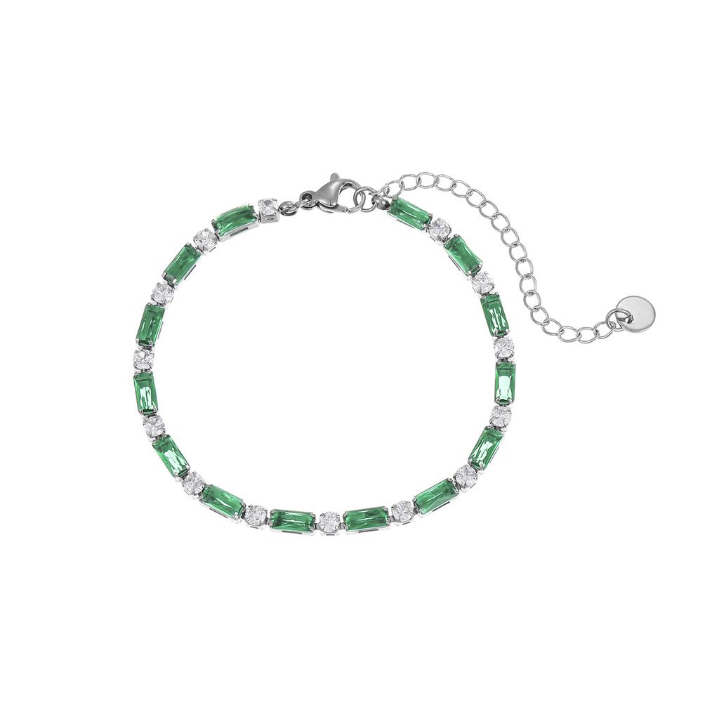 GEMCHIC Women's Stainless Steel Colorful Zircon Bracelet Fashion Luxury Versatile Jewelry for Everyday