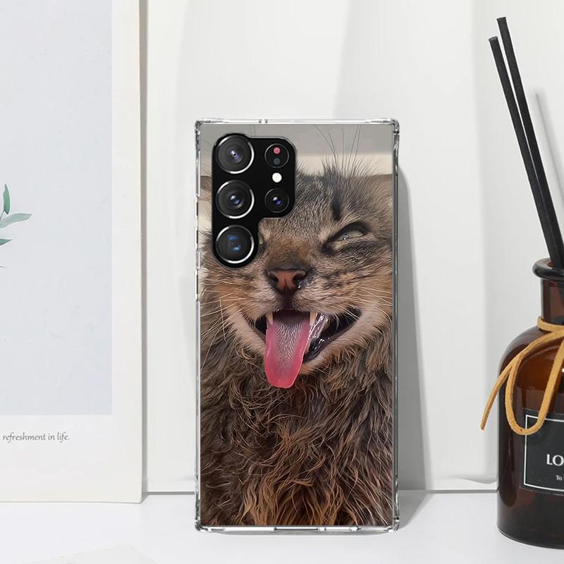 Pet Cat Funny Memes Phone Case For Samsung Galaxy S26 S25 Edge S24 FE S23 S22 Ultra S21 Plus S20 + Art Fundas Back Cover Galaxy