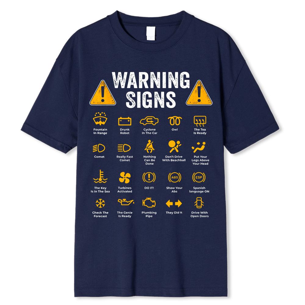 Funny Driving Warning Signs 101 Auto Mechanic Gift Driver TShirt Oversized Casual T Shirt Cotton Mens Tops Tees Cotton Clothing