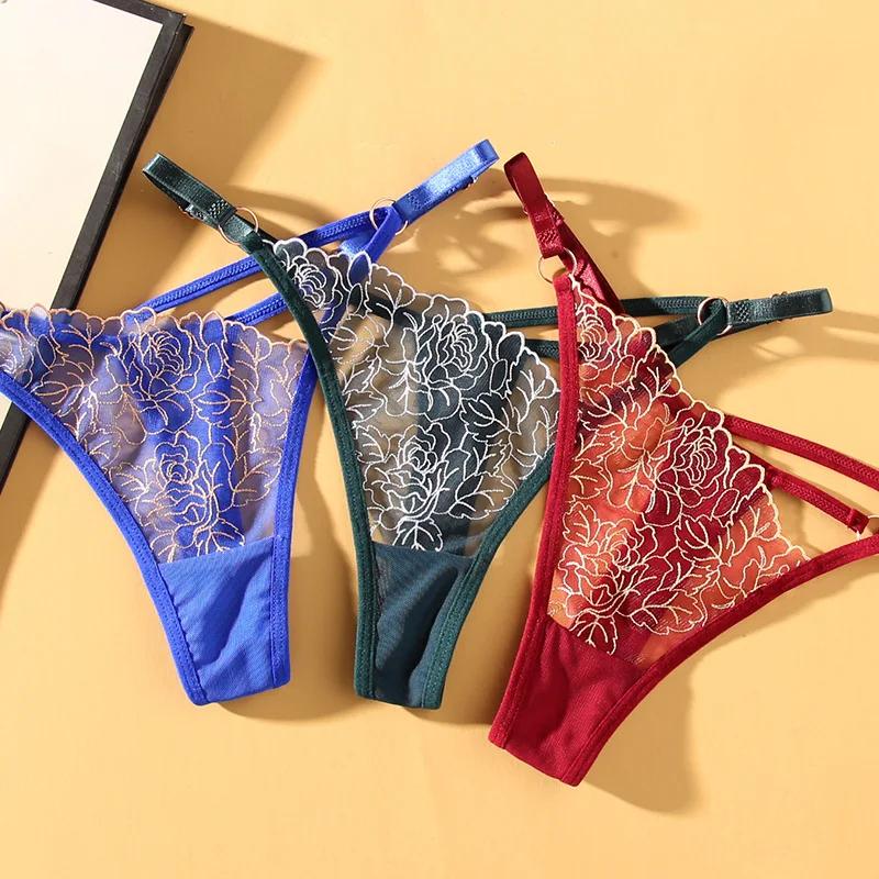 Dulasi Модные брюки-стринги с вырезом на талии и изысканной вышивкой, регулируемый пояс для женского нижнего белья 2271