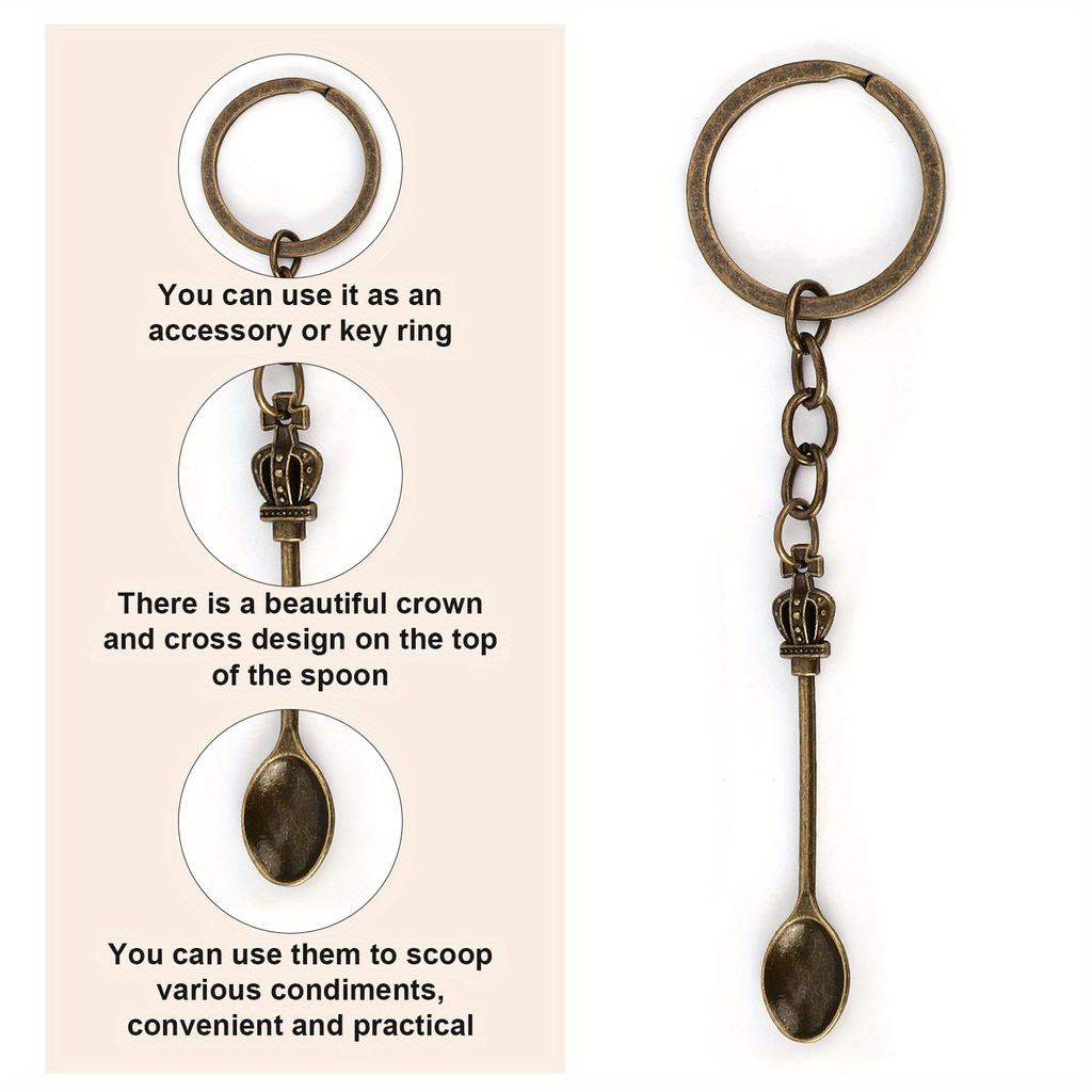 Мини Брелоки-Ложки в виде Короны - Цинковый Сплав, Элегантный Дизайн Короны Короля и Королевы, Идеальны для Изготовления Ювелирных Изделий и Чайных Аксессуаров, Аксессуары для Брелоков