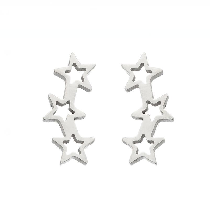 Women's Stainless Steel Halloween Spider Earrings with Geometric Star and Musical Note Patterns