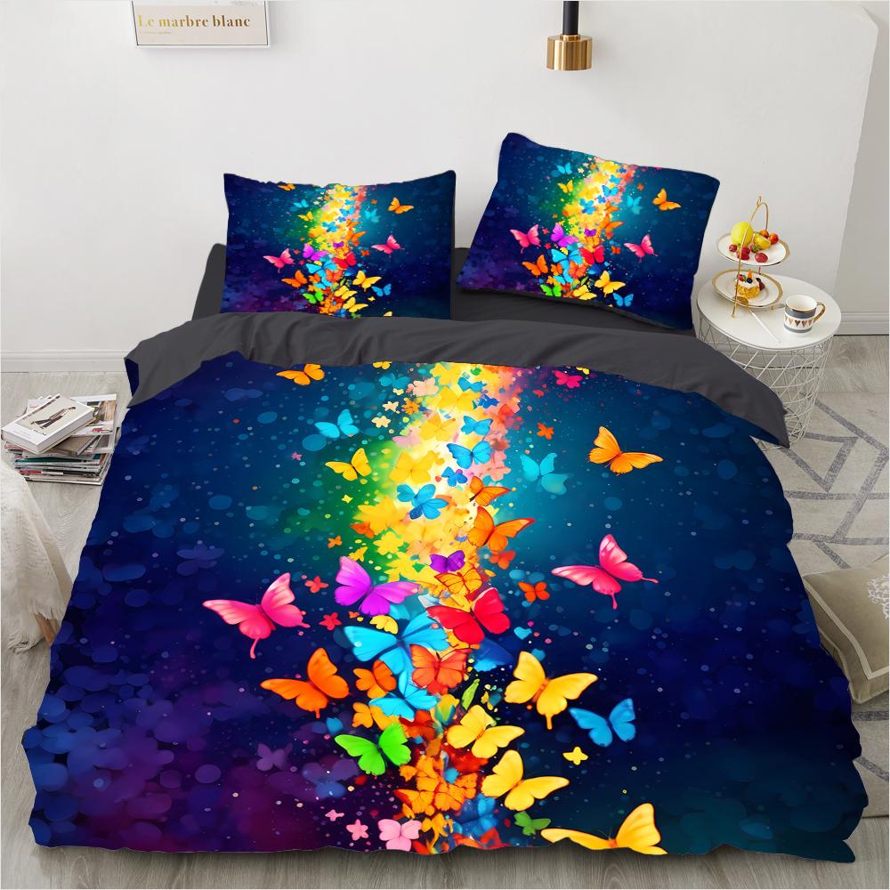 Красочный ретро-принт с 3D-принтом в виде бабочки (комплект из трех частей) односпальная двуспальная кровать пододеяльник наволочка комплект постельного белья