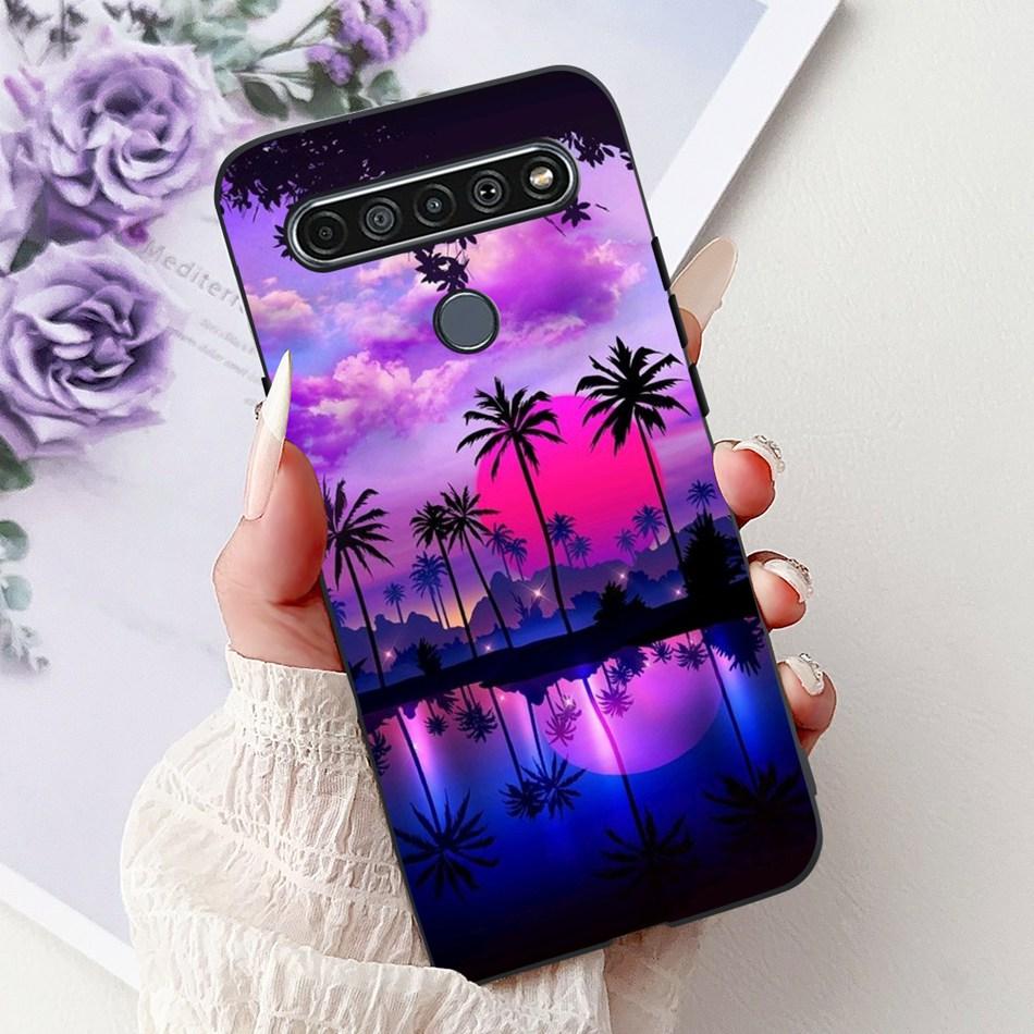 Для LG K41S K51S 2020 Элегантный Чехол для Телефона с Цветочным Котом, Для LG K41S K51S LM-K410 LM-K510 Черный Силиконовый Мягкий Чехол