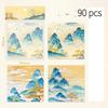 90 Sheet Retro Chinese Style Memo Pad Vintage Landscape Scrapbooking Memo Pad Lovely Sticky Note Scrapbooking Material