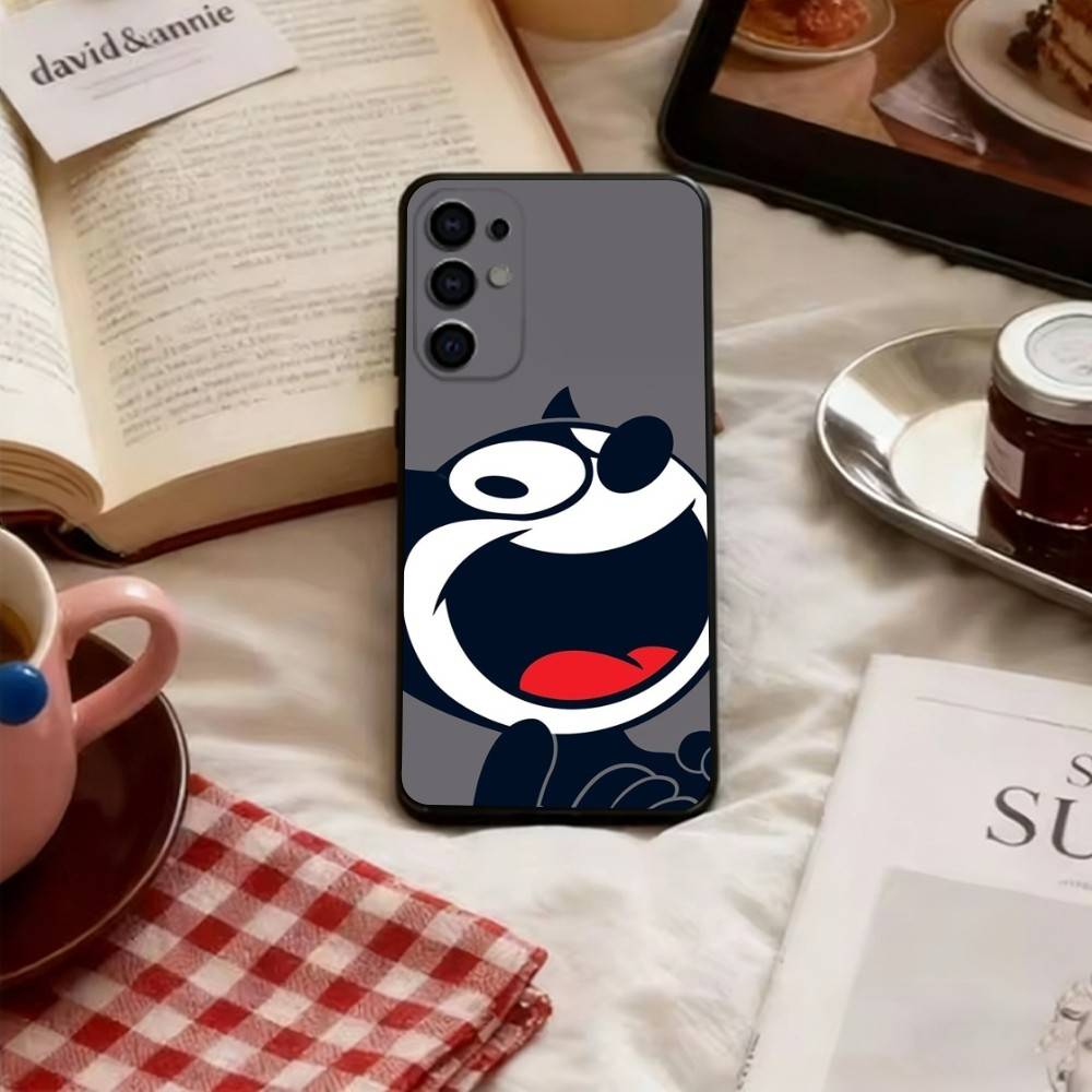 Винтажный чехол для телефона с Феликсом Котом для Samsung S25, S24, S21, S22, S23, S30, Ultra, S20, Plus, Fe, Мягкий черный чехол