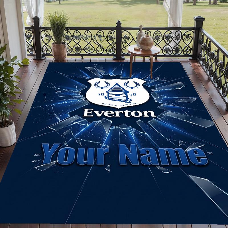 Custom Text Printed Rug Everton FC Non Slip Floor Carpet For Home Room Decor
