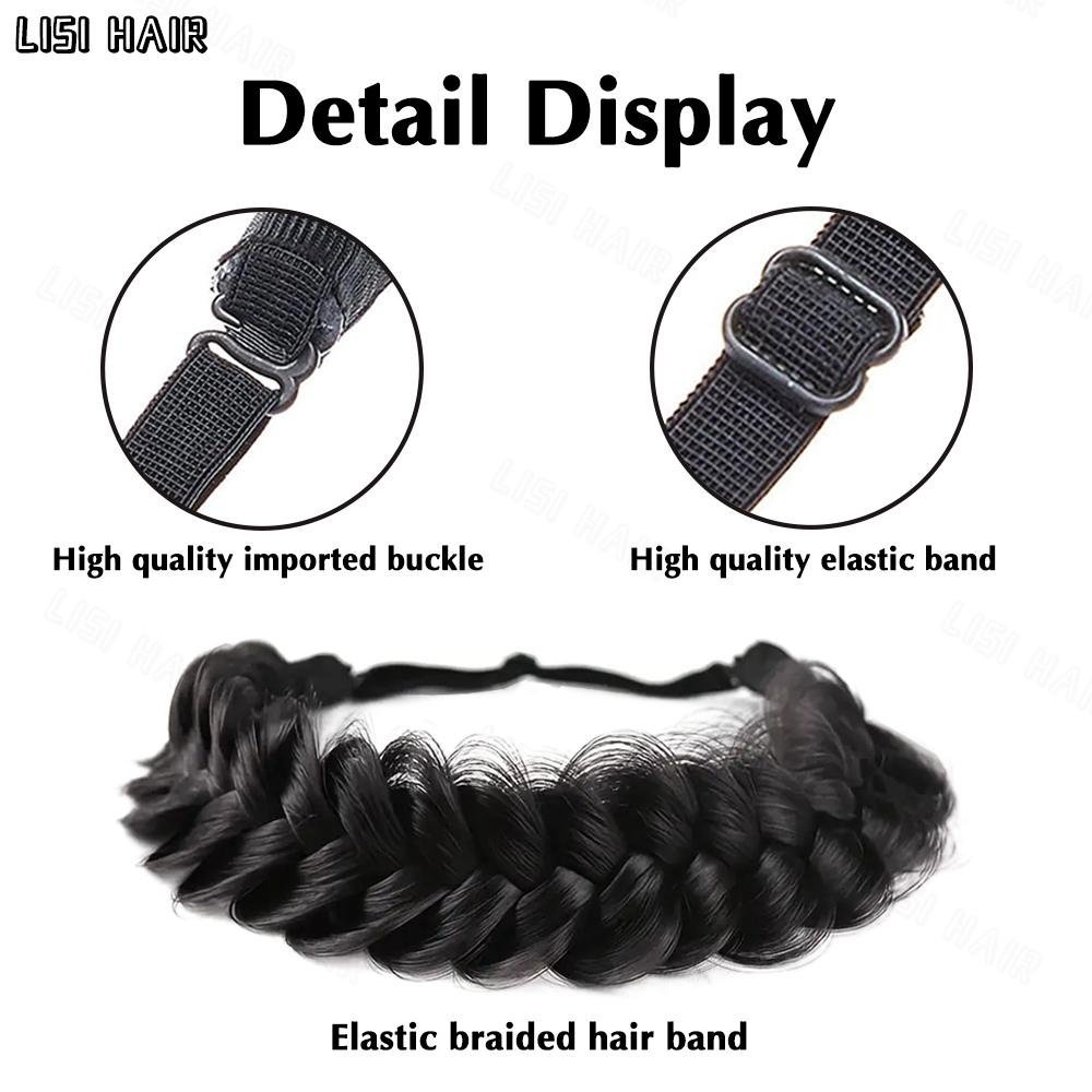 XINRAN Synthetic Elastic Braided Hair Band Extensions Classic Chunky Wide Fluffy Braids Wig For Women Daily Accessory