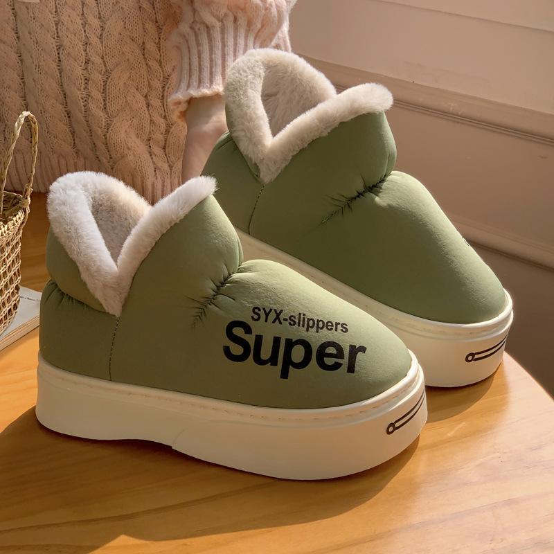 Модная универсальная верхняя одежда хлопковая обувь осень и зима толстая подошва увеличивающая рост домашние хлопковые тапочки нескользящие теплые с закрытой пяткой