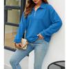 Autumn and Winter Casual Half-open Zipper  Sports Women's Lapel Loose Pullover Long-sleeved Sweater