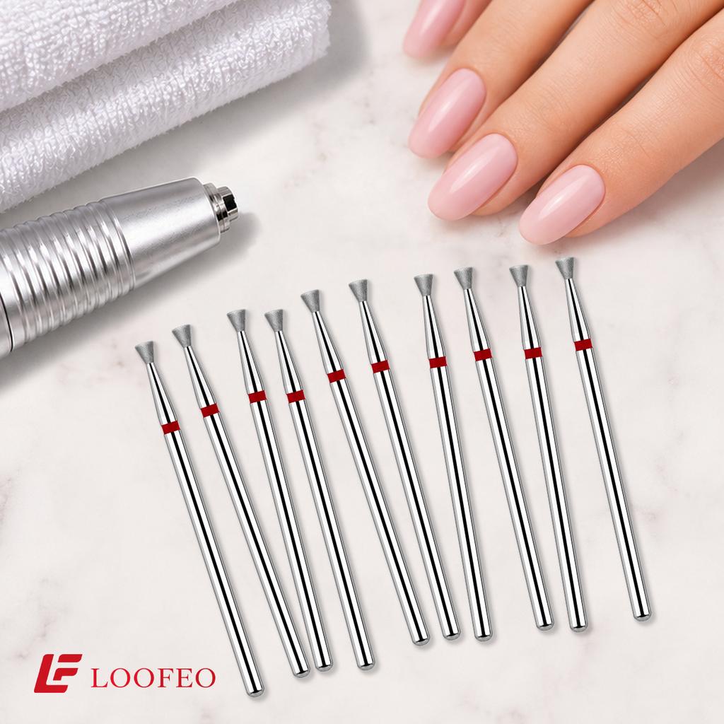 10PCS Diamond Nail Drill Bit Set Reverse Trapezoid 2.4/2.6/3/3.5/4/4.5mm Nail Milling Cutters Nail File Bit Sets for Nail Prep Nail Groove Cleaning