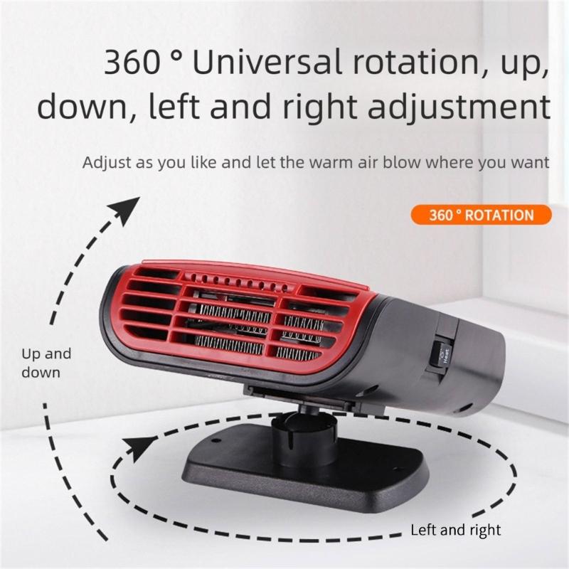 12V Car Defroster Demister Heater Cooling Fan Adhesive Windshield Defogger Car Interior Accessories Angle Adjustable