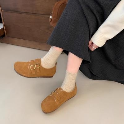 Женская обувь с пряжкой на ремешке, женская обувь на плоской подошве, модная повседневная обувь на плоской подошве с круглым носком, горячая распродажа, однотонные туфли на плоской подошве с низким каблуком