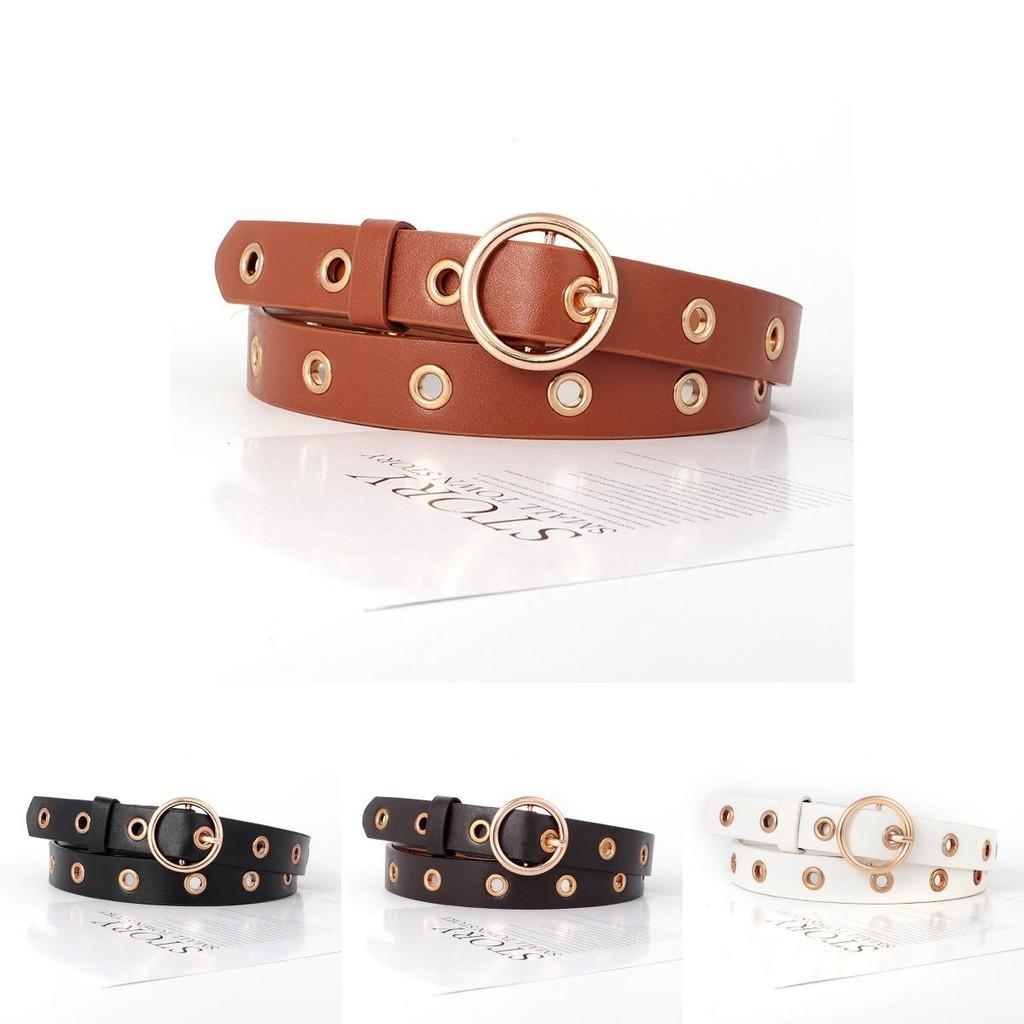 Versatile Leather Pu Belt For Women With Punching Detail And Buckle Metal
