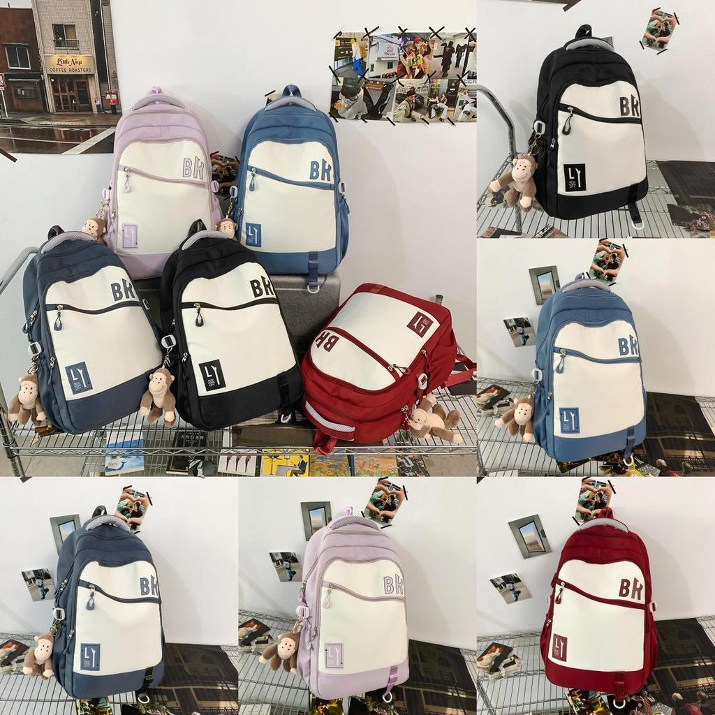 Letter Pattern Fashionable Students Large Capacity Backpack Pendant With