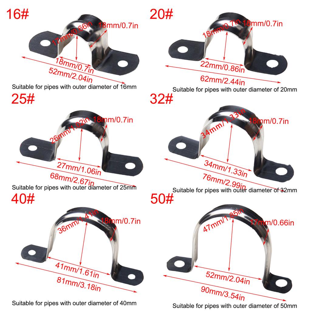 100/50 шт. Хомут для трубы из нержавеющей стали с 2 отверстиями, кронштейн для жесткой трубы, хомут для трубы, сверхмощные хомуты для кабелепроводов