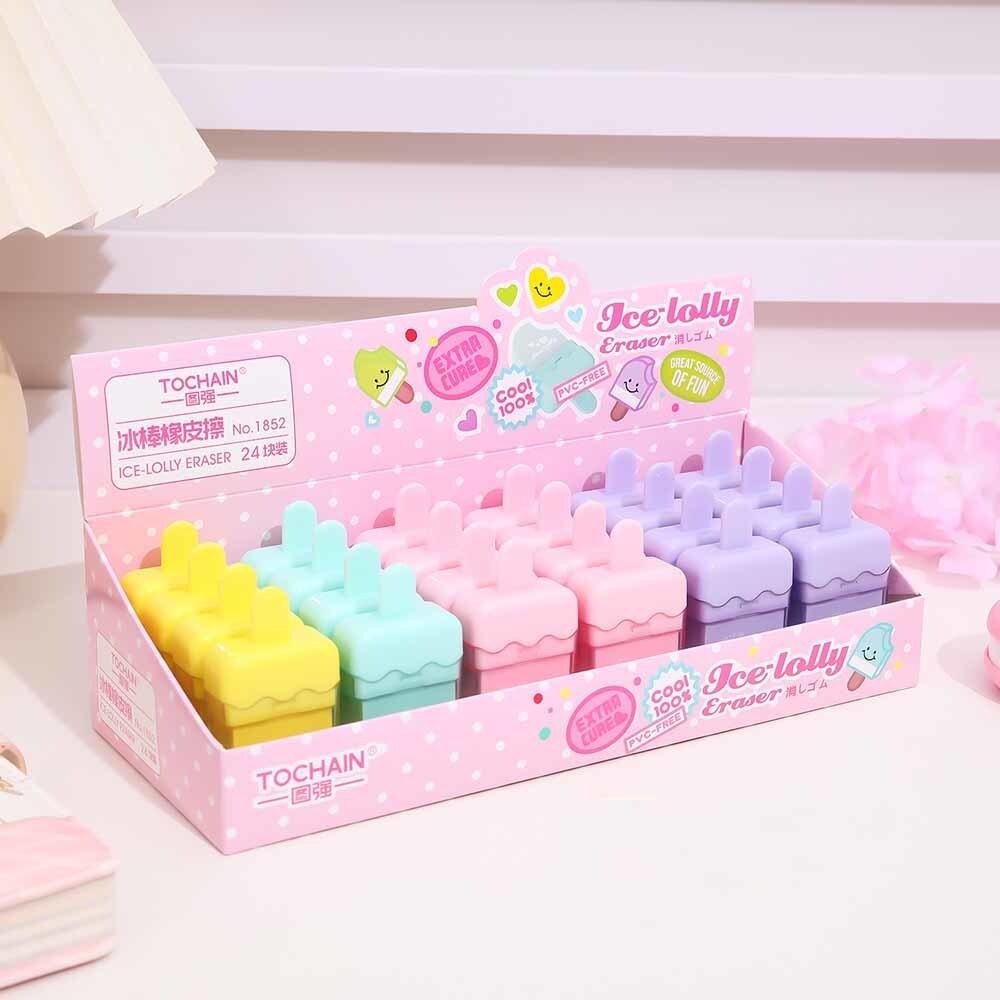 1 шт. мультяшный милый кавайный резиновый ластик с изображением мороженого для детей, новинка, канцелярские принадлежности для офиса и школы