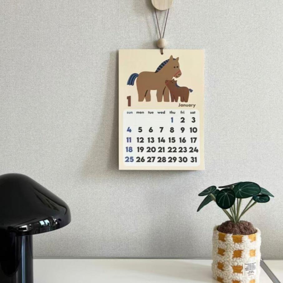 2026 Cute Horse Wall Calendar Stylish Decorative Art Piece Perfect for Photo Shoot Props Home Office Seasonal Essential